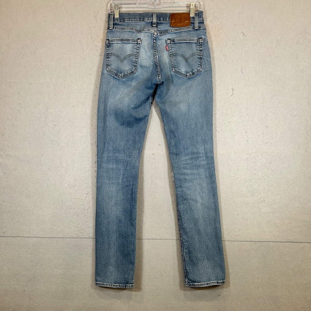 Levis Premium 511 Jeans Mens 29x32 Big E Slim Fit Distressed  Medium Wash Blue